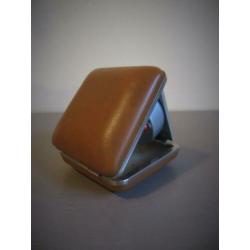 Retro Peter Lumen stalen wekker in leren casing Germany 60'S
