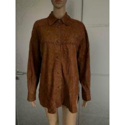 D901 Echt-leren blouse/top/jasje Maat 44=XL soepel leer