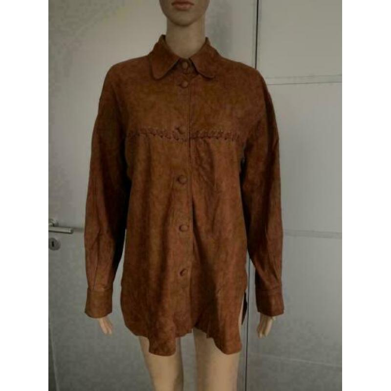 D901 Echt-leren blouse/top/jasje Maat 44=XL soepel leer