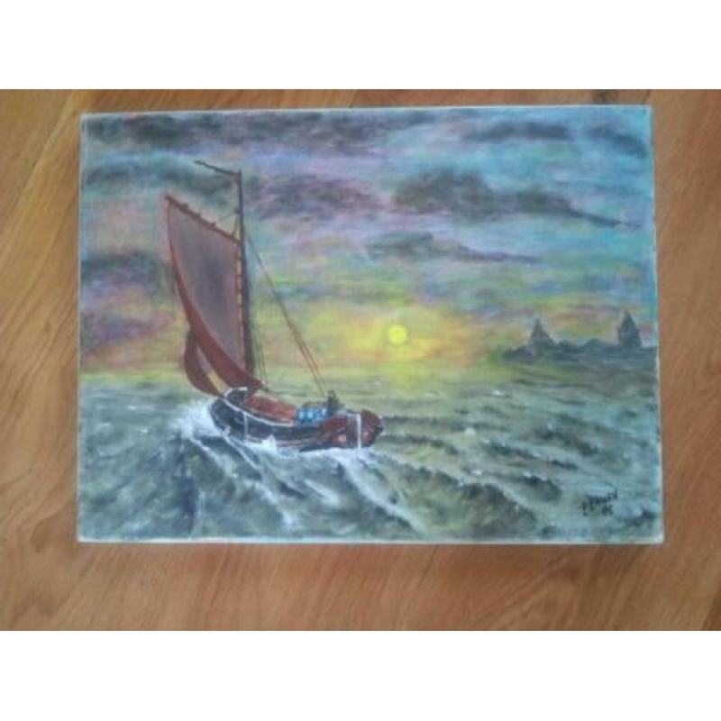 Schilderij "Botter op Zee"