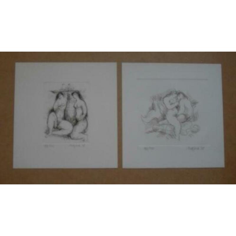 NIC JONK ; 2 gesigneerde etsen/gesigneerd boek