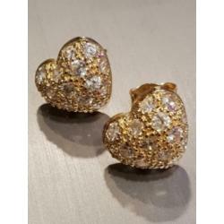 Nieuwe 18 karaat gouden Oorbellen met Zirkonen
