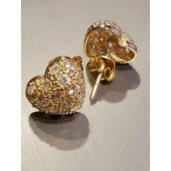 Nieuwe 18 karaat gouden Oorbellen met Zirkonen