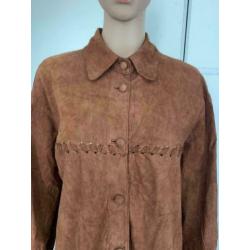 D901 Echt-leren blouse/top/jasje Maat 44=XL soepel leer