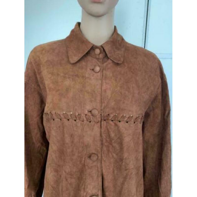 D901 Echt-leren blouse/top/jasje Maat 44=XL soepel leer