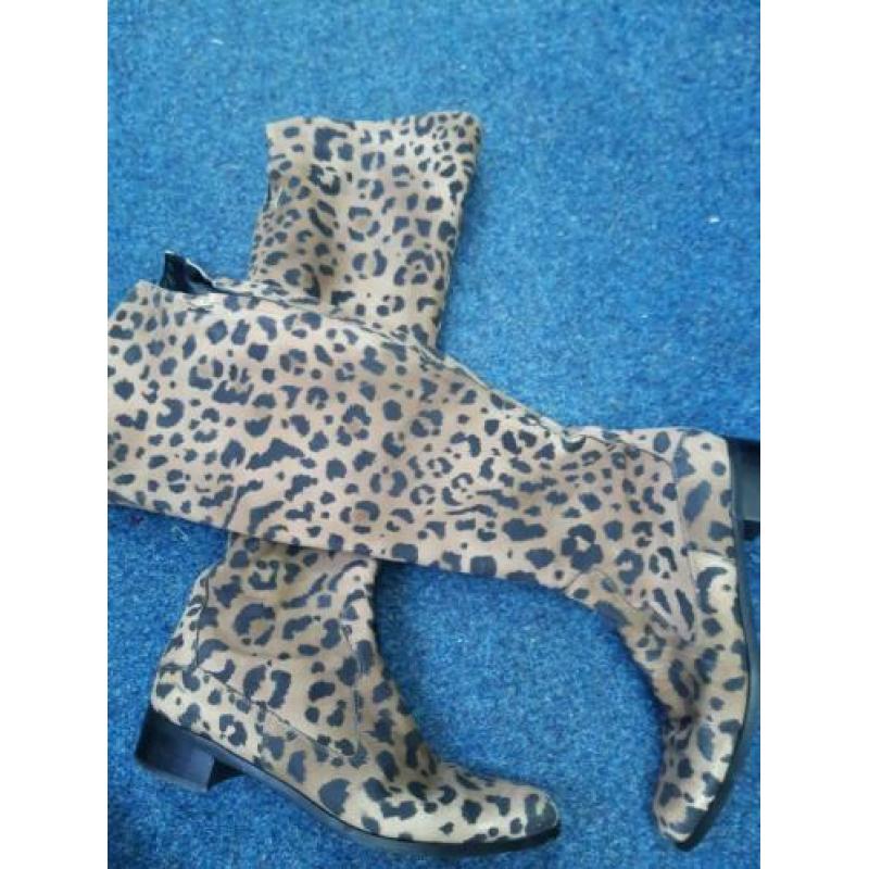NALINI over knee leren panter luipaard laarzen 41