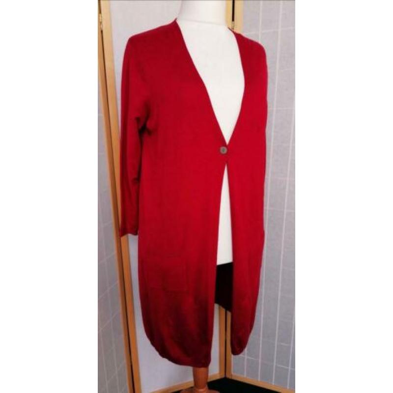 Warm rood lang vest van Adia Maat 44/46