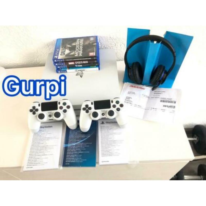 Playstation 4 Pro Glacier White 2x Cont 10 Spellen Garantie