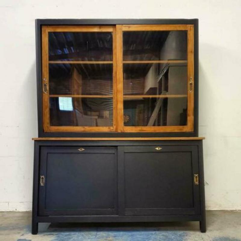 Teak vintage retro buffetkast vitrinekast winkelkast
