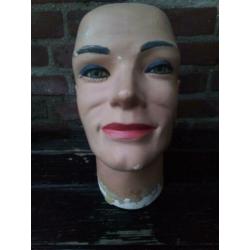 vintage oude etalagepop hoofd man met glazen ogen