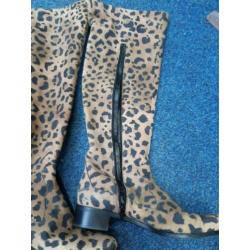 NALINI over knee leren panter luipaard laarzen 41