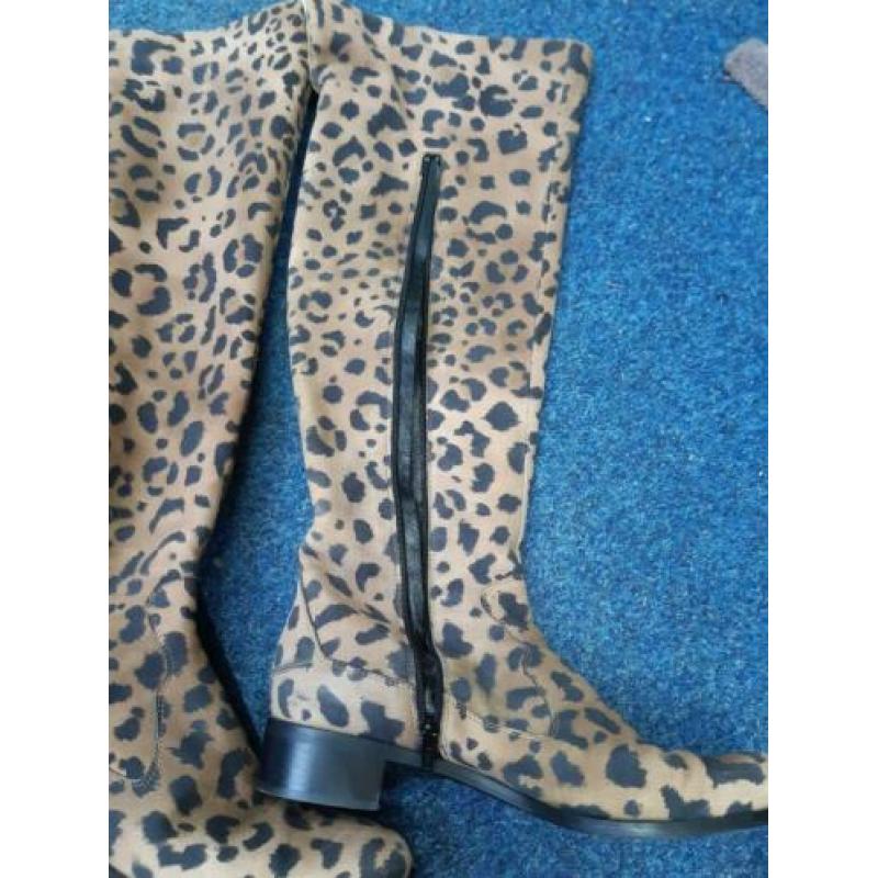 NALINI over knee leren panter luipaard laarzen 41