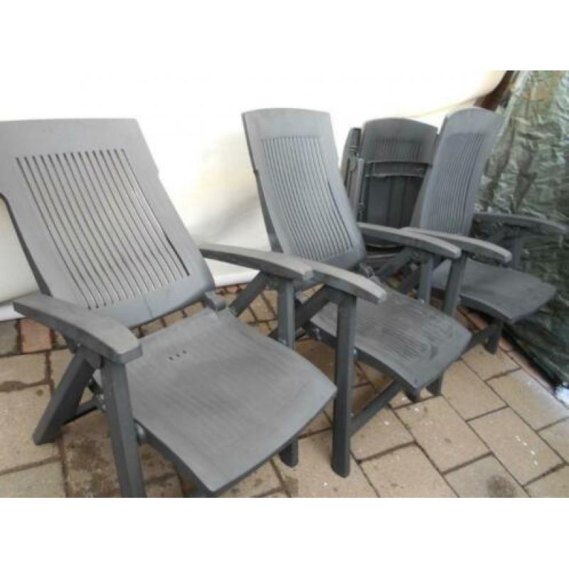 nette tuinset antracies 4 verstelbaren stoelen tafel135x80cm