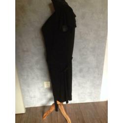 zwart lange zomer jurk korte mouw lang 90cm casual clothing