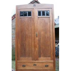 Antieke Art Deco Art Nouveau houten linnenkast kast