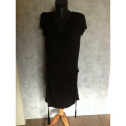 zwart lange zomer jurk korte mouw lang 90cm casual clothing