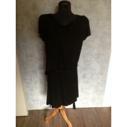 zwart lange zomer jurk korte mouw lang 90cm casual clothing