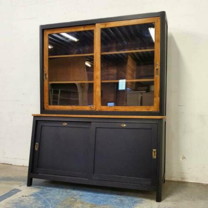 Teak vintage retro buffetkast vitrinekast winkelkast