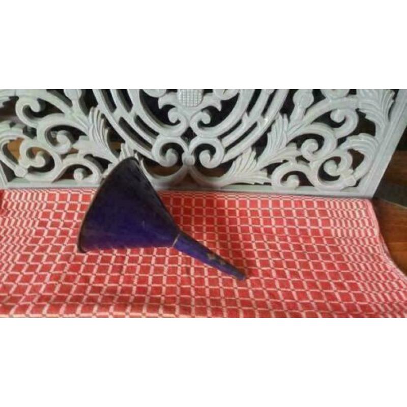 Grote antieke trechter kobalt blauw