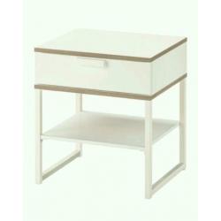 Trysil nachtkastje Ikea. Wit met hout, 1 laatje + lage plank