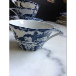 Mooie blauw/wit kop en schotel 5 stuks