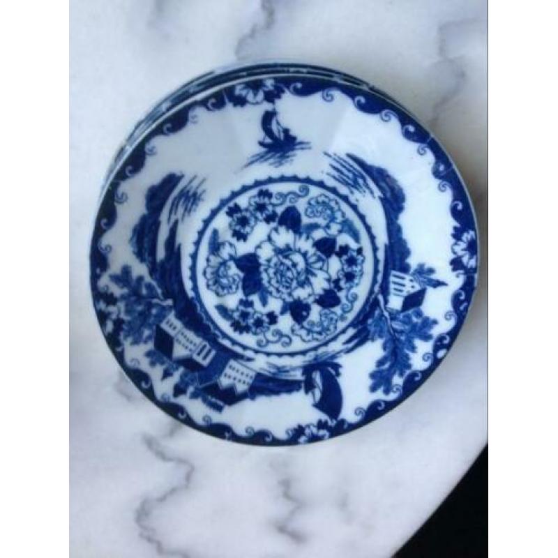 Mooie blauw/wit kop en schotel 5 stuks