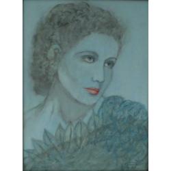 Portret vrouw in blauw tinten