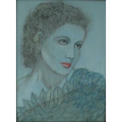 Portret vrouw in blauw tinten