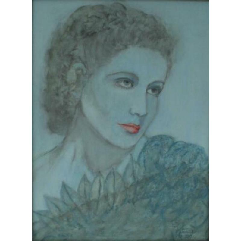 Portret vrouw in blauw tinten