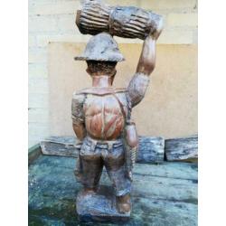 Antieke sculptuur Afrikaanse visser. 48 cm.