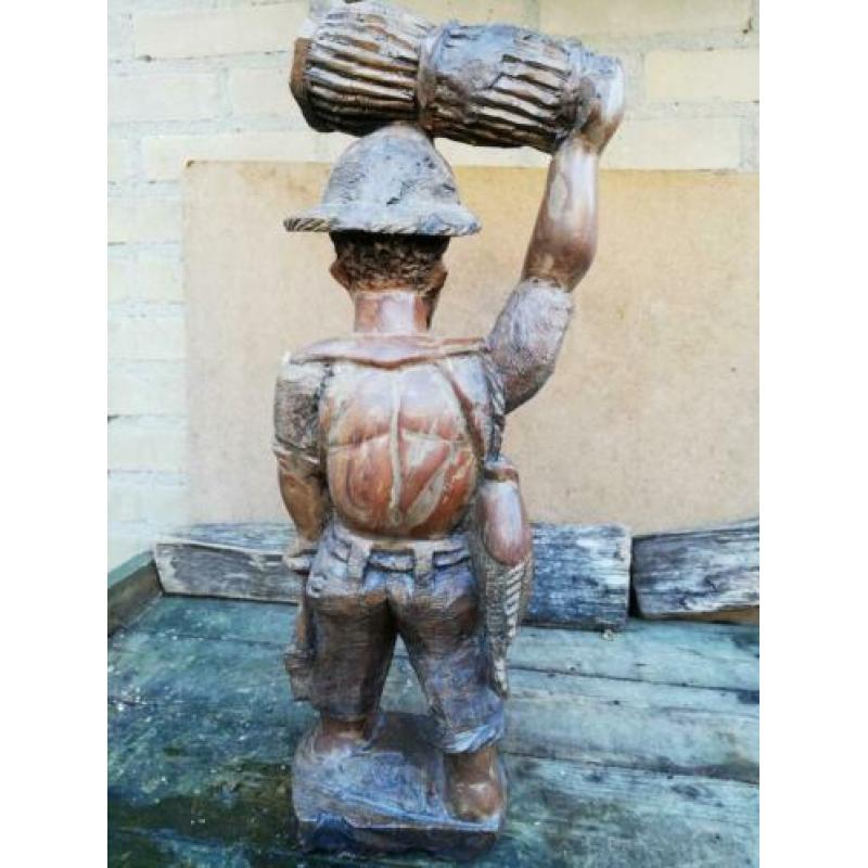 Antieke sculptuur Afrikaanse visser. 48 cm.