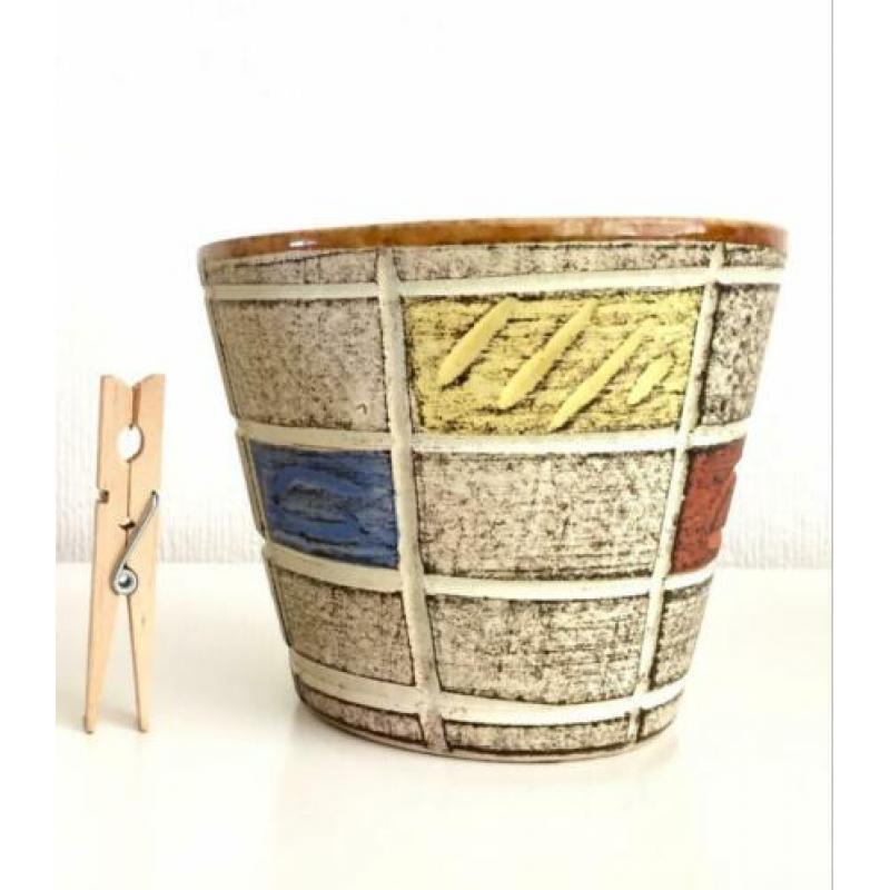 Vintage Spara bloempot W Germany sgraffito sgrafitto no Adco