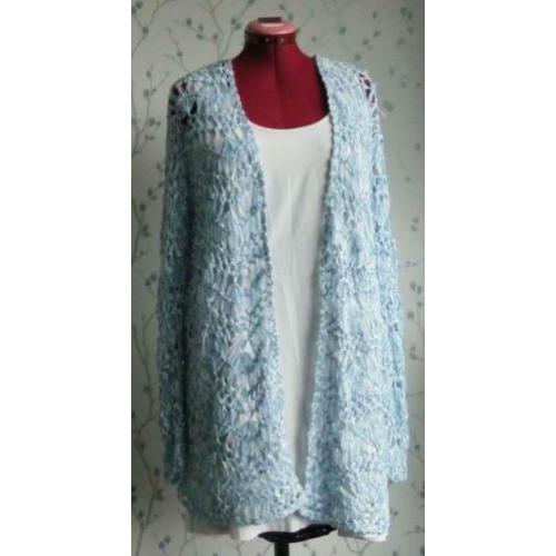 X-TWO Licht-Blauw/ Wit Bandjesgaren Vest maat 46