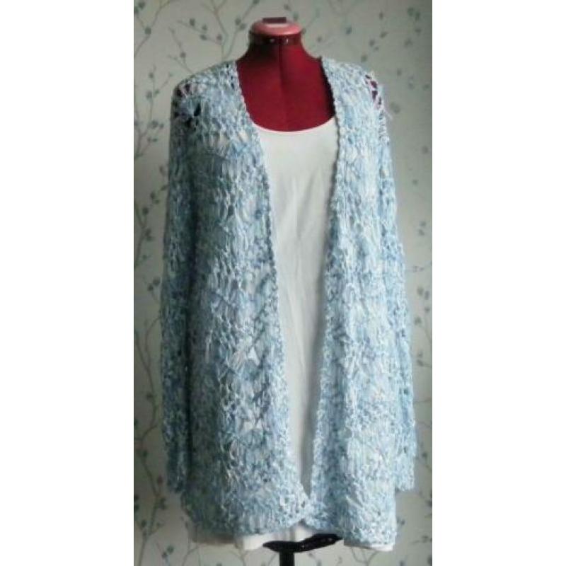 X-TWO Licht-Blauw/ Wit Bandjesgaren Vest maat 46