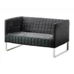 Ikea bankje in grijs, gebruikt met sporen