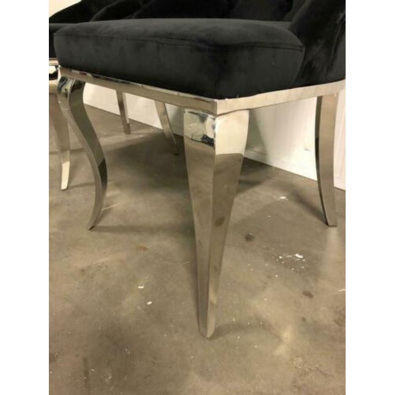 Richmond style eettafel stoelen chroom antraciet grijs stoel