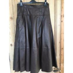 Bruine leren rok maat 40 L Jean Lachaud