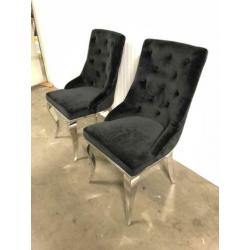 Richmond style eettafel stoelen chroom antraciet grijs stoel