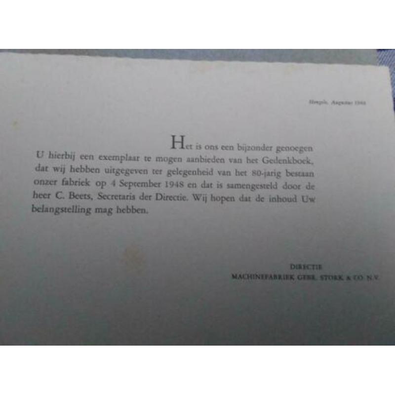 80 jaar Stork uniek boek, geschiedenis