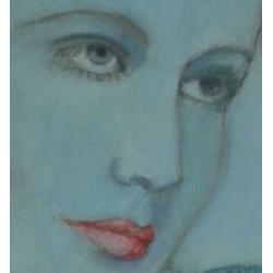 Portret vrouw in blauw tinten