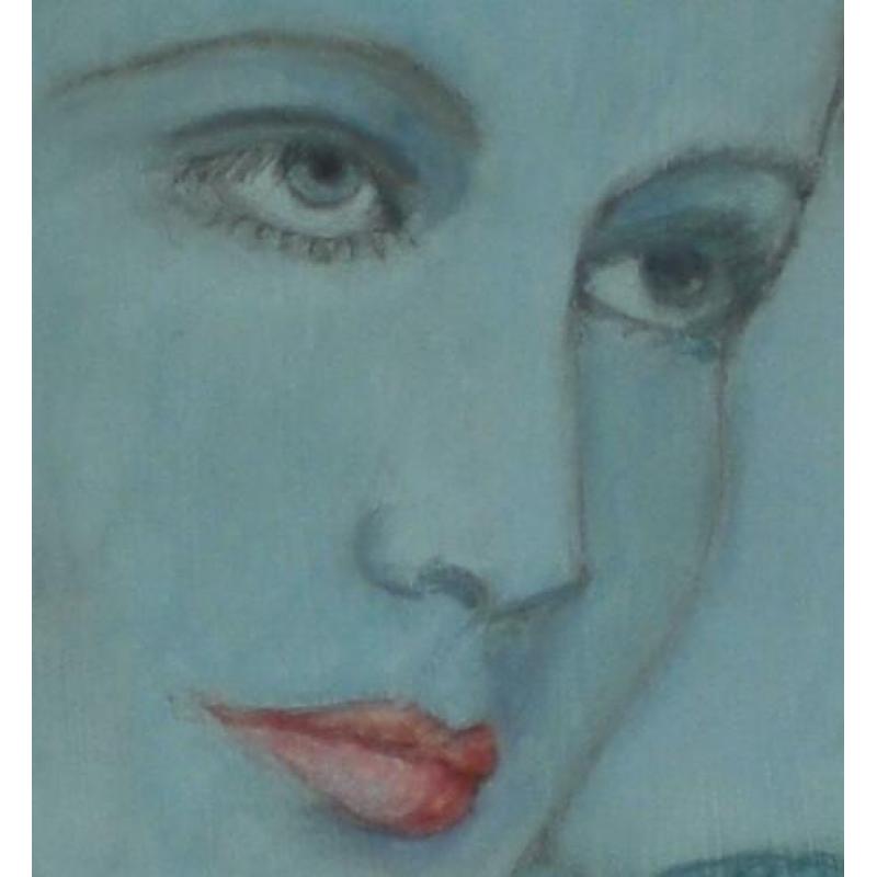 Portret vrouw in blauw tinten
