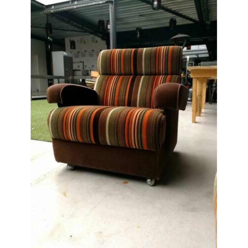 Bankstel, fauteuils, elementen bank, jaren 70, velours,