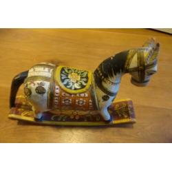 Antiek PAARDJE Mooi gedecoreerd 28 cm breed 23 cm hoog hout