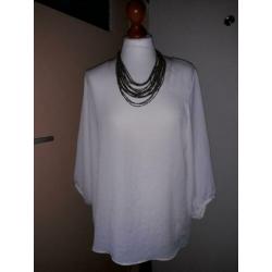 MarcCain zijde top off white met 3/4 mouwen maat 42
