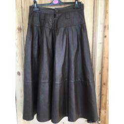 Bruine leren rok maat 40 L Jean Lachaud