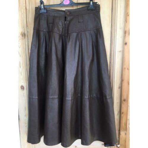 Bruine leren rok maat 40 L Jean Lachaud
