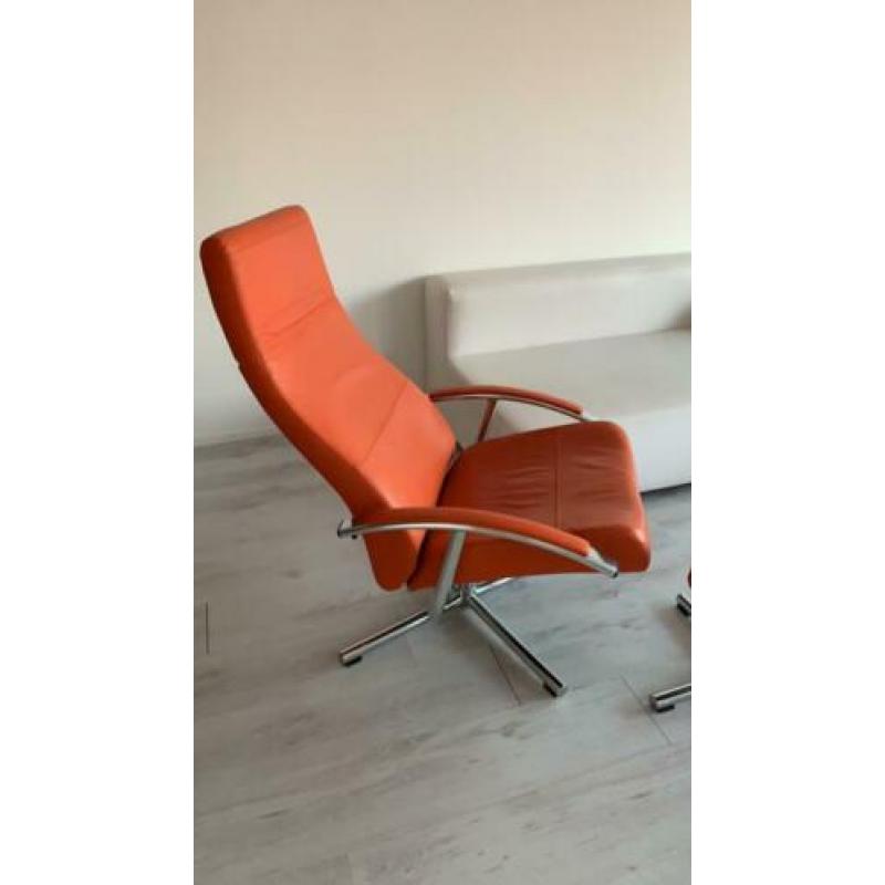 Verstelbare Leren fauteuil met hocker
