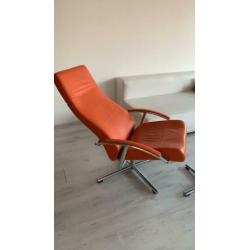 Verstelbare Leren fauteuil met hocker