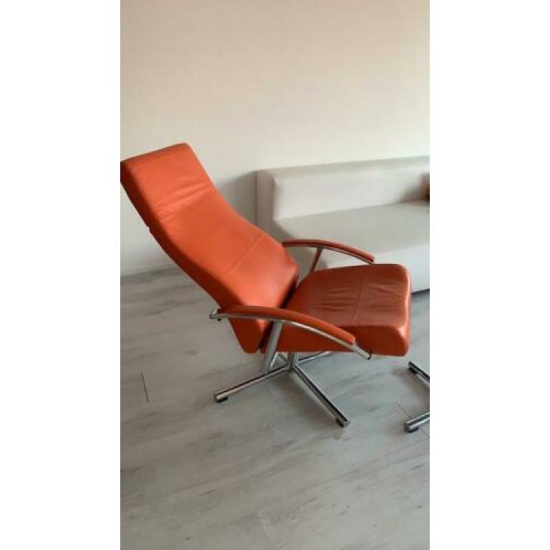 Verstelbare Leren fauteuil met hocker