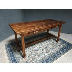Oude Franse eettafel grenen met lades